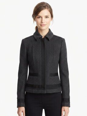 Pink Tartan Wool Blend Herringbone Snap Front Peacoat Jacket- Sz. 4